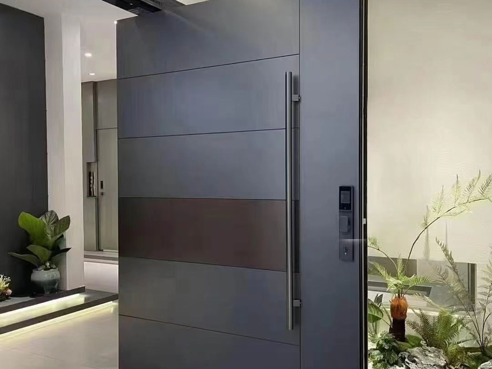 Image needed: villa entrance with a finished SJ DOORS installation